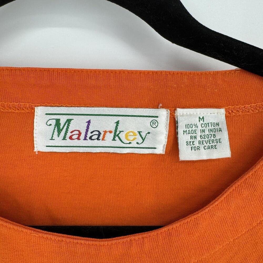 Vintage 90s y2k Halloween shirt top orange 3/4 sleeve frankenstein ghost spooky - Picture 5 of 6